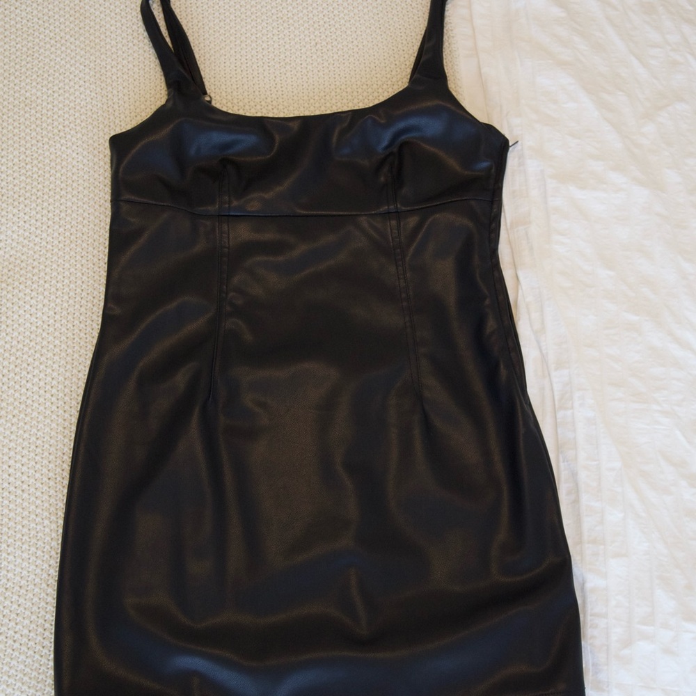 Black Faux Leather Mini Dress